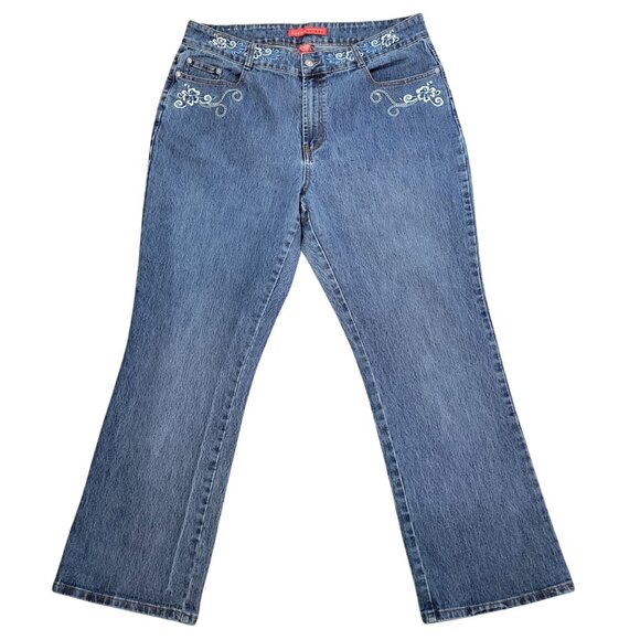 Cosmopolitan Jeanswear Embroidered Womens Blue Jeans Size 20 Low Rise - Picture 1 of 10